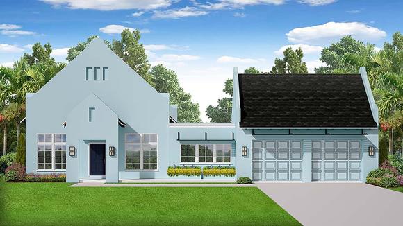 Colonial, Contemporary, European House Plan 50890 with 3 Beds, 4 Baths, 2 Car Garage Elevation