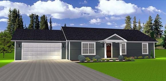 Ranch, Traditional House Plan 50900 with 3 Beds, 2 Baths, 2 Car Garage Elevation