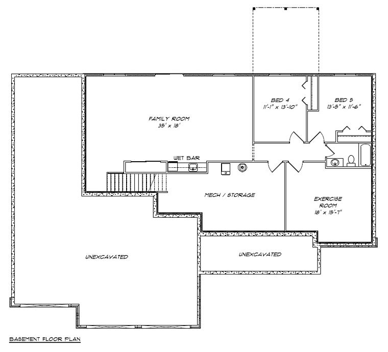 Craftsman Traditional Lower Level of Plan 50906
