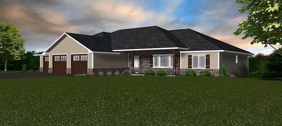 Craftsman, Traditional House Plan 50906 with 3 Beds, 2 Baths, 3 Car Garage Elevation