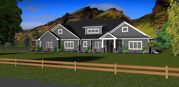 Craftsman, Ranch, Traditional House Plan 50913 with 3 Beds, 3 Baths, 3 Car Garage Elevation