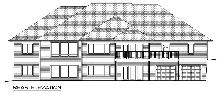 Craftsman Ranch Traditional Rear Elevation of Plan 50913