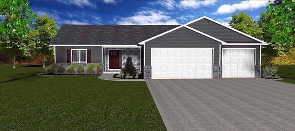 Craftsman, Ranch, Traditional House Plan 50914 with 3 Beds, 2 Baths, 3 Car Garage Elevation