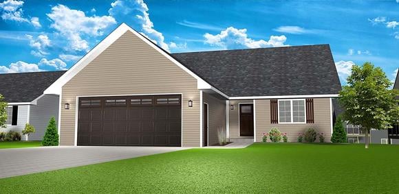 Country, One-Story, Ranch, Traditional House Plan 50916 with 3 Beds, 3 Baths, 2 Car Garage Elevation
