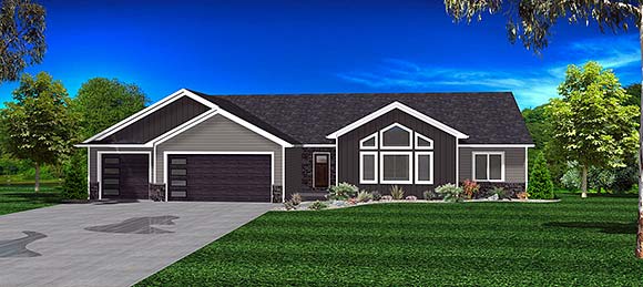 Ranch House Plan 50918 with 3 Beds, 2 Baths, 3 Car Garage Elevation