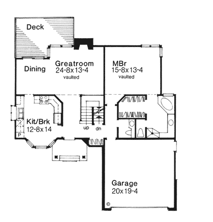 Bungalow House Plan 51011 with 3 Beds, 3 Baths, 2 Car Garage First Level Plan