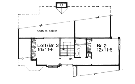 Bungalow House Plan 51011 with 3 Beds, 3 Baths, 2 Car Garage Second Level Plan