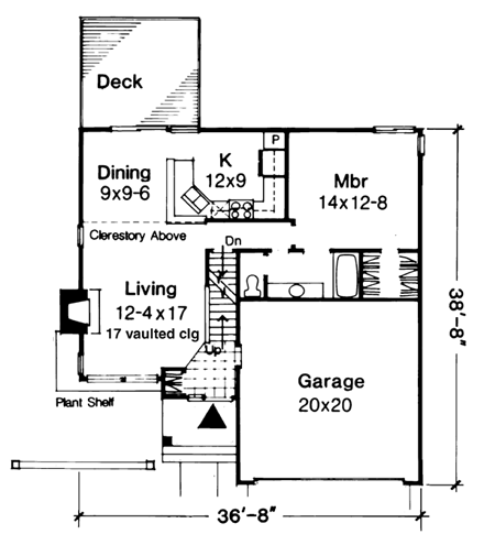 Narrow Lot House Plan 51025 with 3 Beds, 2 Baths, 2 Car Garage First Level Plan