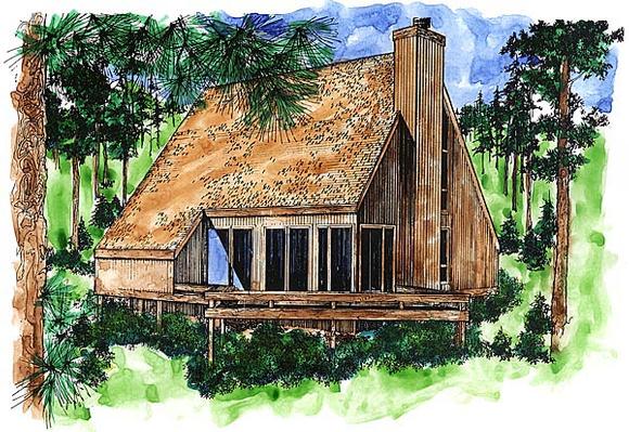 A-Frame House Plan 51028 with 2 Beds, 2 Baths Elevation