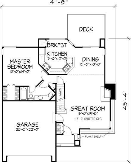 Craftsman House Plan 51054 with 3 Beds, 2 Baths, 2 Car Garage First Level Plan