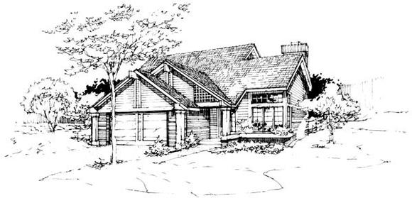 Narrow Lot House Plan 51061 with 3 Beds, 3 Baths, 2 Car Garage Elevation