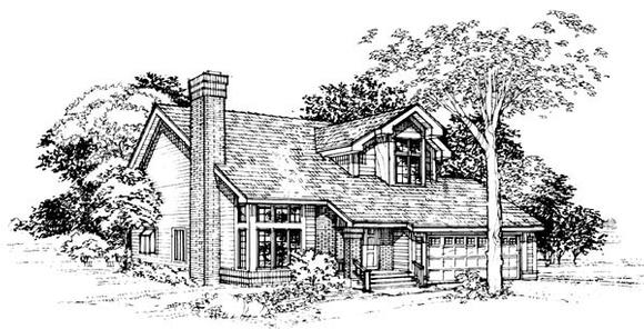 Narrow Lot House Plan 51096 with 3 Beds, 2 Baths, 2 Car Garage Elevation
