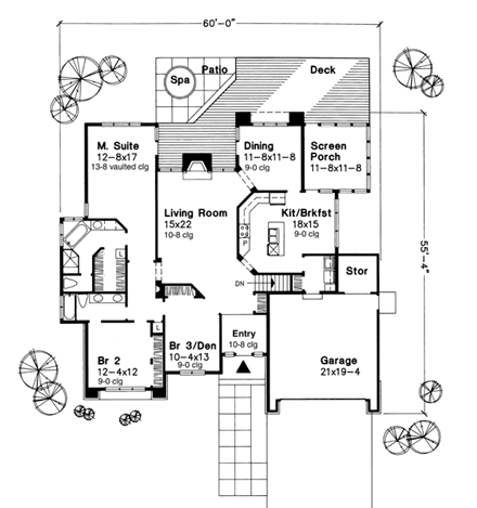 One-Story, Ranch House Plan 51111 with 2 Beds, 2 Baths, 2 Car Garage First Level Plan