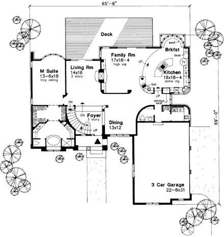 Country House Plan 51114 with 4 Beds, 4 Baths, 3 Car Garage First Level Plan