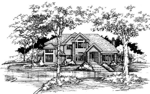 Traditional House Plan 51120 with 4 Beds, 3 Baths, 3 Car Garage Elevation