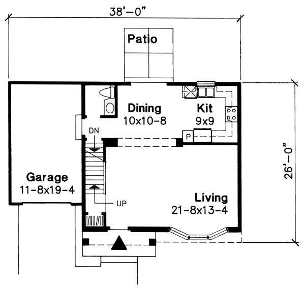 Narrow Lot House Plan 51127 with 3 Beds, 2 Baths, 1 Car Garage Level One