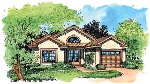 Narrow Lot, One-Story, Southwest House Plan 51151 with 2 Beds, 2 Baths, 1 Car Garage Elevation