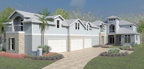Coastal, Cottage, Craftsman, Florida, Southern, Traditional House Plan 51208 with 4 Beds, 5 Baths, 6 Car Garage Elevation