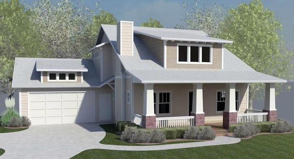 Bungalow, Cabin, Cape Cod, Coastal, Cottage, Country, Craftsman, Florida, Southern, Traditional House Plan 51213 with 3 Beds, 3 Baths, 2 Car Garage Elevation