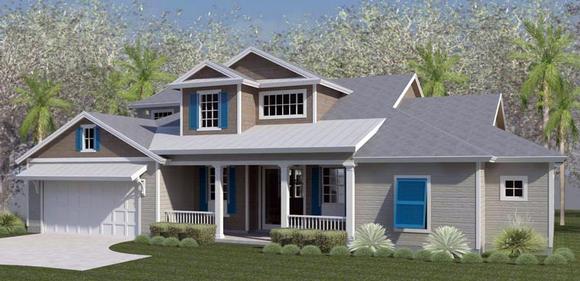 Coastal, Cottage, Country, Florida, Southern, Traditional House Plan 51214 with 4 Beds, 3 Baths, 2 Car Garage Elevation