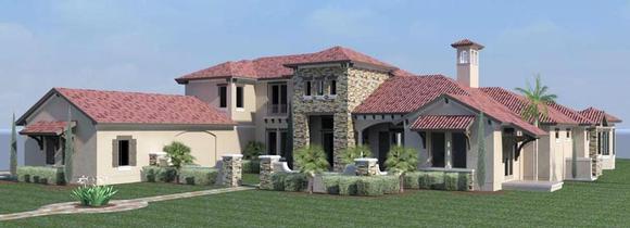 European, Florida, Mediterranean, Southern, Southwest House Plan 51215 with 4 Beds, 6 Baths, 3 Car Garage Elevation