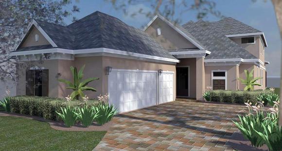 Florida, Southern, Traditional House Plan 51221 with 3 Beds, 3 Baths, 3 Car Garage Elevation