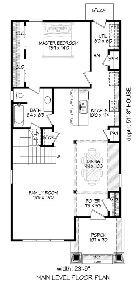 Cottage, Craftsman, Traditional House Plan 51405 with 3 Beds, 2 Baths First Level Plan