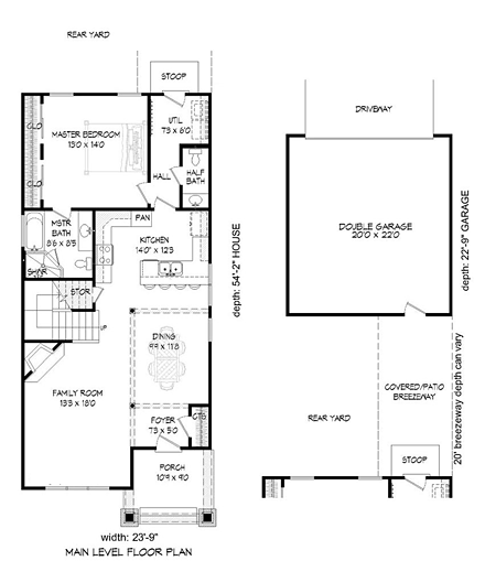 Cottage, Craftsman House Plan 51408 with 3 Beds, 3 Baths, 2 Car Garage First Level Plan