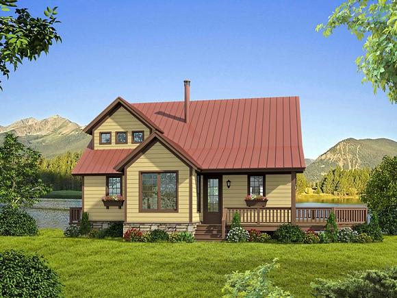 Cabin, Cottage, Country, Southern House Plan 51421 with 2 Beds, 2 Baths Elevation