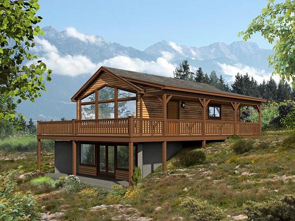 Cabin, Contemporary, Country House Plan 51427 with 1 Beds, 1 Baths Elevation
