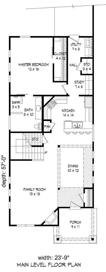 Cabin, Country, Craftsman House Plan 51434 with 3 Beds, 2 Baths, 2 Car Garage First Level Plan