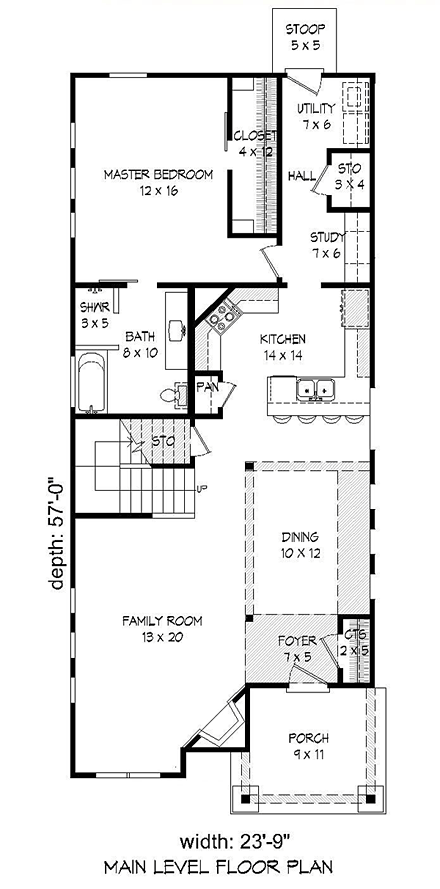 Country, Craftsman, Traditional House Plan 51435 with 3 Beds, 2 Baths First Level Plan