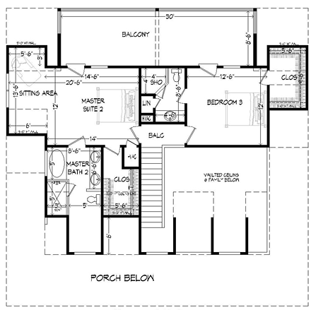 Country House Plan 51438 with 3 Beds, 4 Baths Second Level Plan