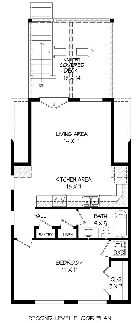 Contemporary 2 Car Garage Apartment Plan 51449 Second Level Plan