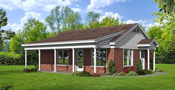 Ranch House Plan 51452 with 1 Beds, 2 Baths Elevation