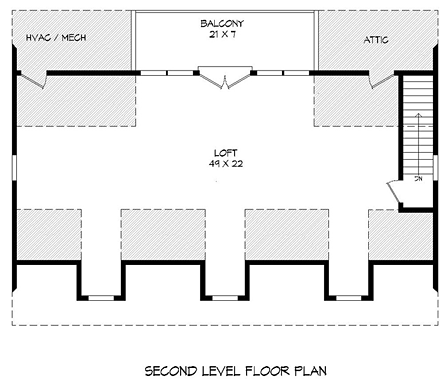 4 Car Garage Plan 51454 Second Level Plan