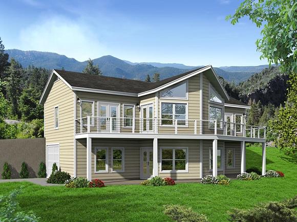 Cabin, Country House Plan 51460 with 3 Beds, 4 Baths, 1 Car Garage Elevation