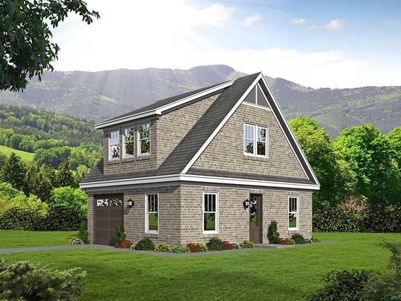 1 Car Garage Apartment Plan 51466 Elevation