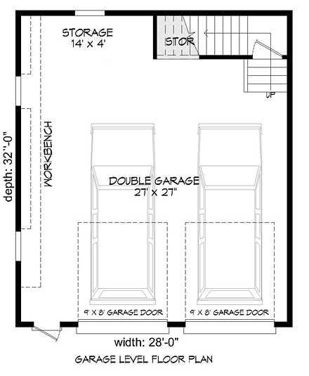 2 Car Garage Plan 51469 First Level Plan
