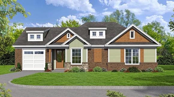 Cottage, Country, Craftsman, Traditional House Plan 51474 with 2 Beds, 2 Baths, 1 Car Garage Elevation
