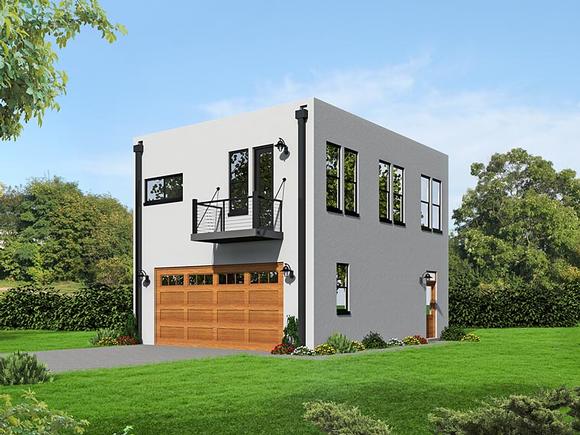 Modern 2 Car Garage Apartment Plan 51489 with 2 Beds, 1 Baths Elevation