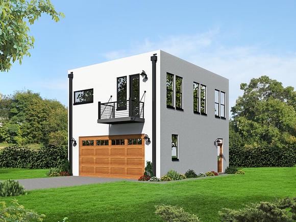 Contemporary, Modern Garage-Living Plan 51493 with 2 Beds, 1 Baths, 2 Car Garage Elevation
