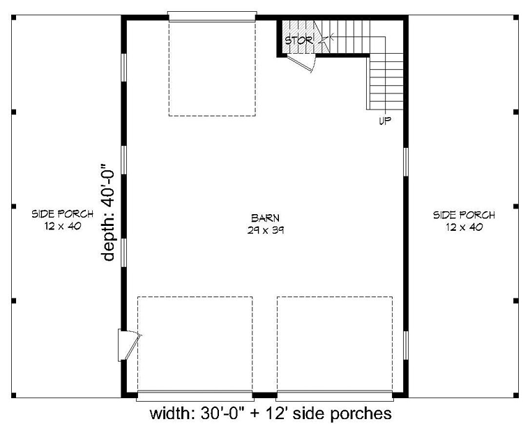 Country 2 Car Garage Plan 51507 Level One