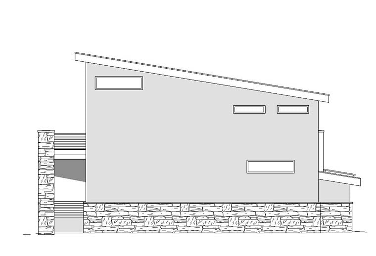 Contemporary, Modern Garage-Living Plan 51522 with 1 Beds, 1 Baths, 2 Car Garage Rear Elevation