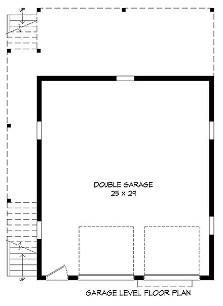 Garage-Living Plan 51545 with 1 Beds, 1 Baths, 2 Car Garage First Level Plan