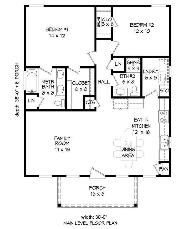 Cabin, Country, Ranch, Traditional House Plan 51561 with 2 Beds, 2 Baths Level One