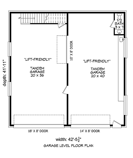 4 Car Garage Plan 51565 with 1 Beds First Level Plan