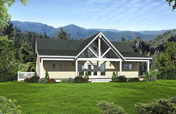 Contemporary, Country, Southern, Traditional House Plan 51567 with 2 Beds, 3 Baths Elevation