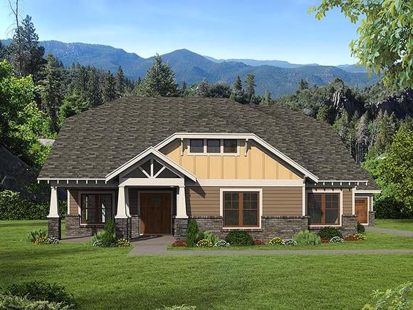 Bungalow, Cottage, Country, Craftsman, Southern House Plan 51568 with 3 Beds, 3 Baths, 3 Car Garage Elevation