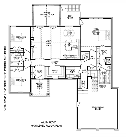 Country, Craftsman House Plan 51569 with 3 Beds, 2 Baths, 2 Car Garage First Level Plan